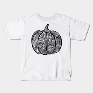 Pumpkin Zentangle - Black Lace Kids T-Shirt